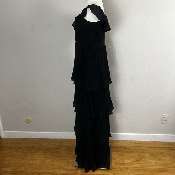 Lulus Always Remarkable Pleated Tiered Maxi Dress Off Shoulder NWOT - Picture 7 of 16